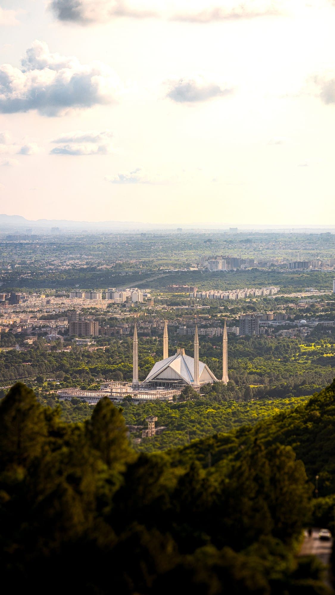 Islamabad from the Margalla Hills, Faisal Mosque in the distance